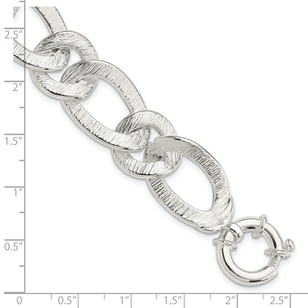 Sterling Silver Polished And Textured Link Bracelet