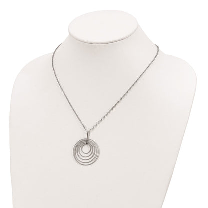 Sterling Silver Rhodium-Plated D/C Multi-Circles W/2In Ext Necklace