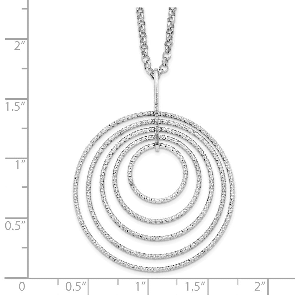 Sterling Silver Rhodium-Plated D/C Multi-Circles W/2In Ext Necklace