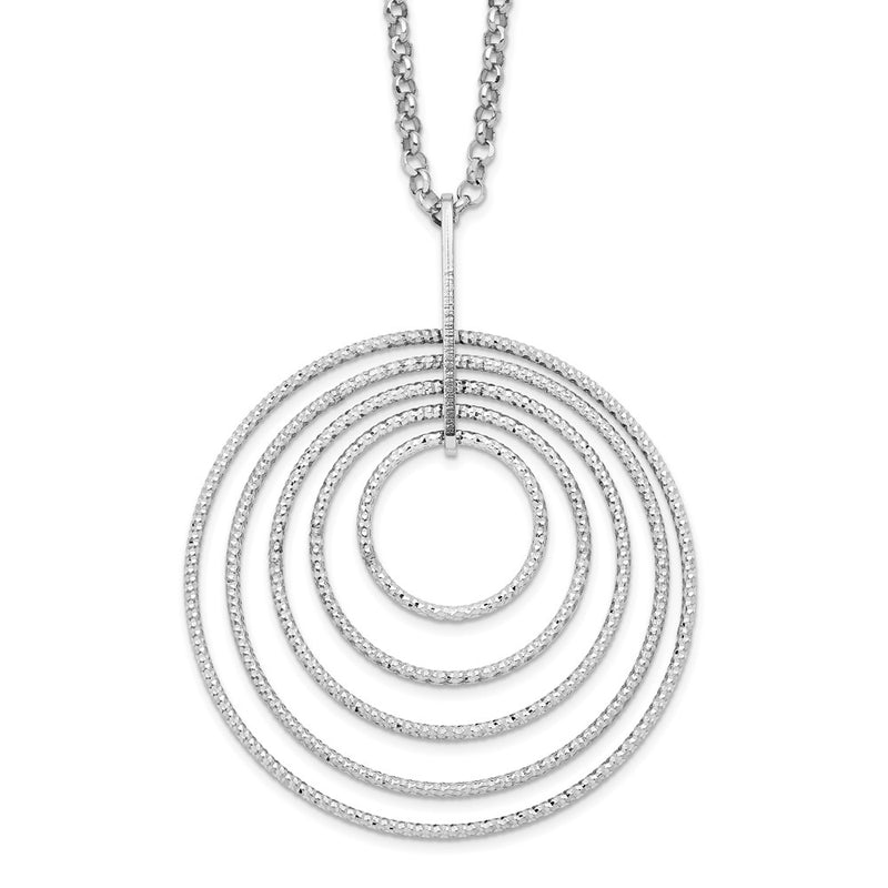 Sterling Silver Rhodium-Plated D/C Multi-Circles W/2In Ext Necklace