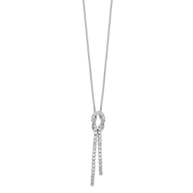 18 Inch Sterling Silver Rhodium-Plated Cz Knotted Snake Chain Necklace