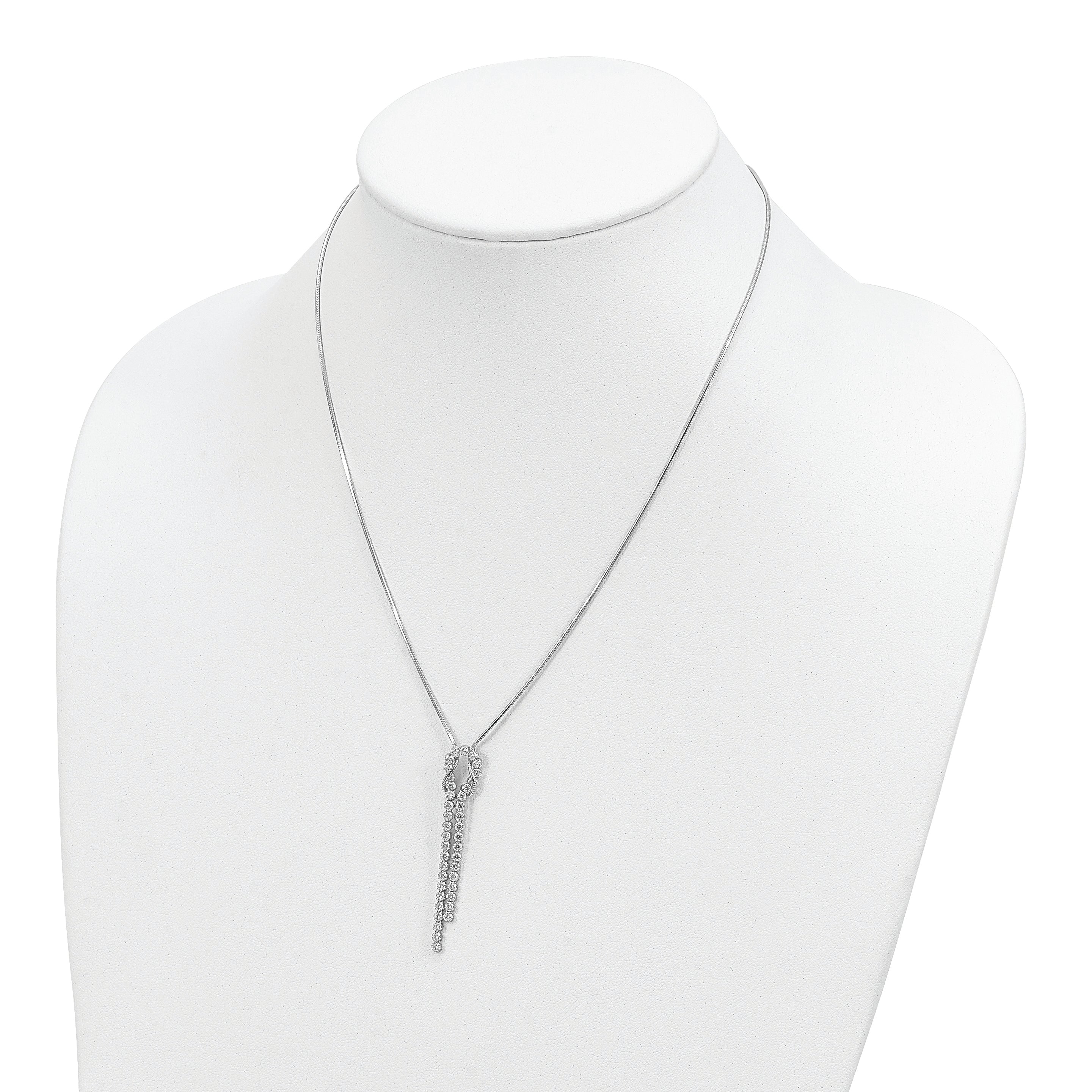 18 Inch Sterling Silver Rhodium-Plated Cz Knotted Snake Chain Necklace
