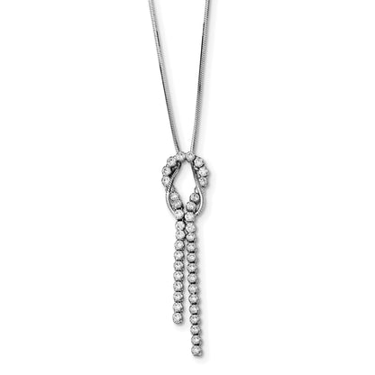 18 Inch Sterling Silver Rhodium-Plated Cz Knotted Snake Chain Necklace