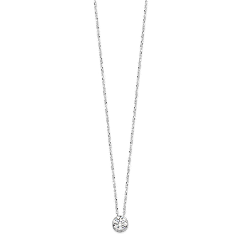 Sterling Silver Rhodium-Plated 8mm Bezel Cz Necklace