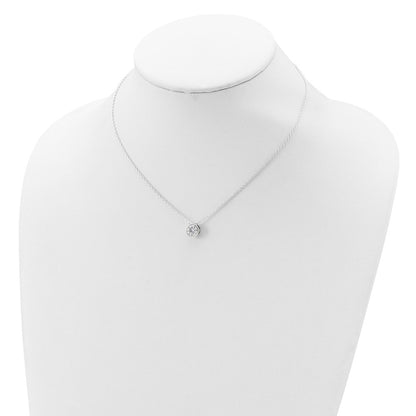 Sterling Silver Rhodium-Plated 8mm Bezel Cz Necklace