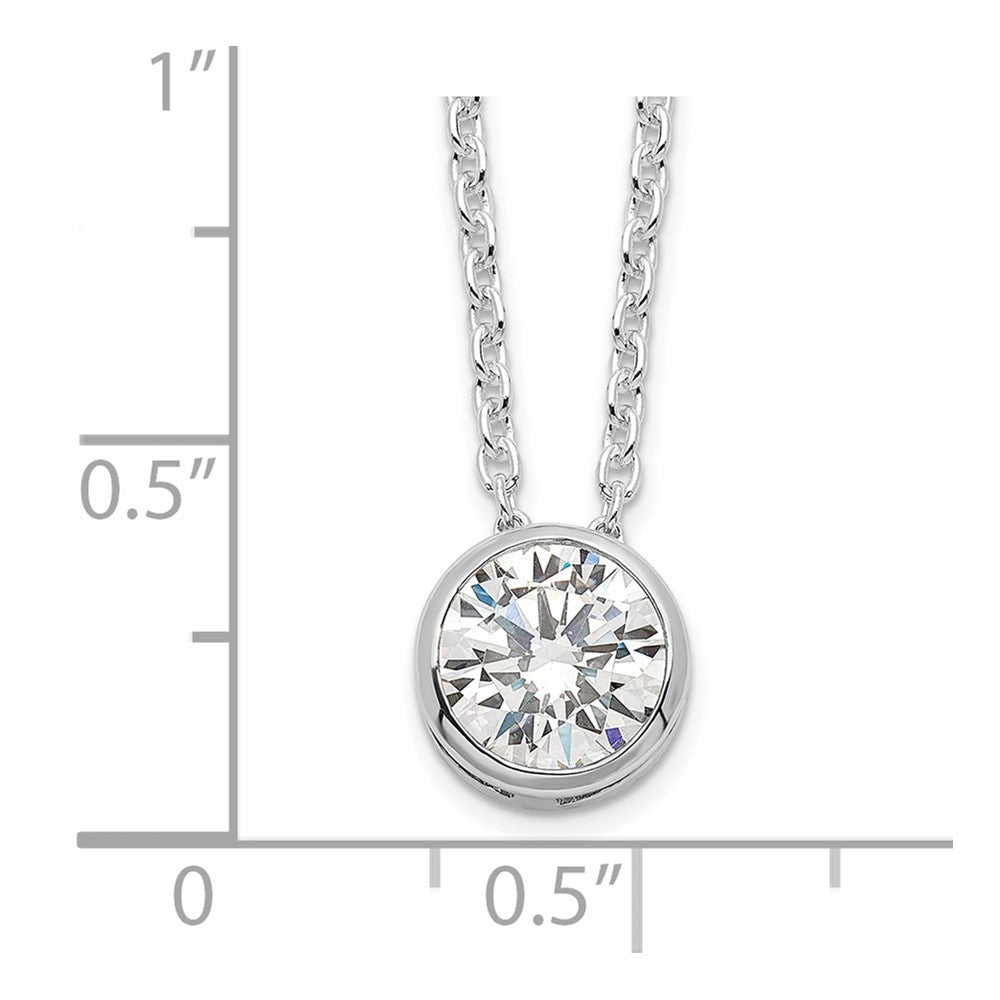 Sterling Silver Rhodium-Plated 8mm Bezel Cz Necklace