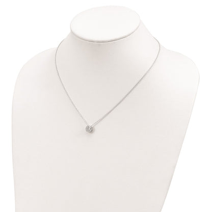 Sterling Silver Rhodium-Plated 8mm Bezel Cz Necklace