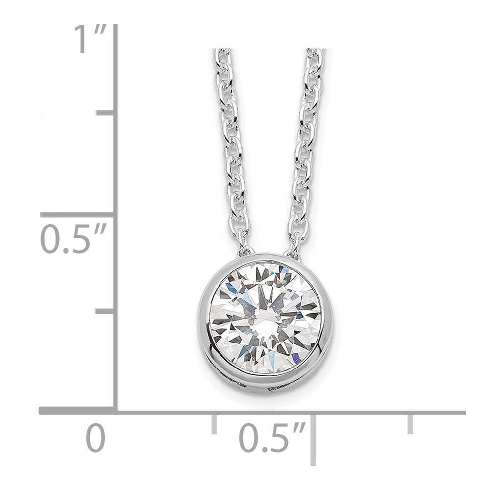 Sterling Silver Rhodium-Plated 8mm Bezel Cz Necklace