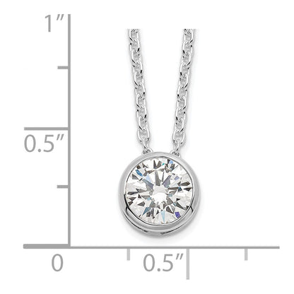 Sterling Silver Rhodium-Plated 8mm Bezel Cz Necklace