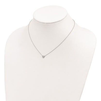 Sterling Silver Rhodium-Plated Polished Cz Heart 16 Inch Necklace