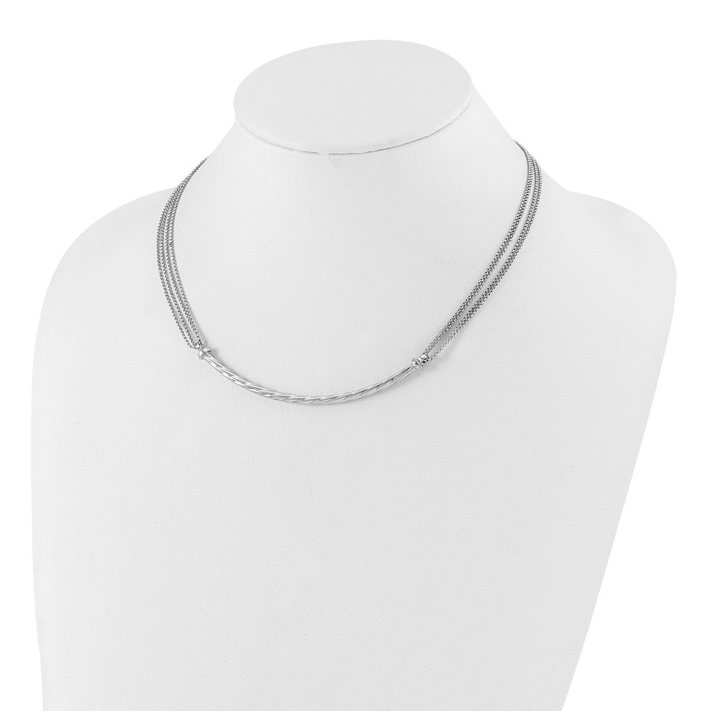 Sterling Silver Polished Multistrand Twisted Bar W/ .5In Ext Necklace