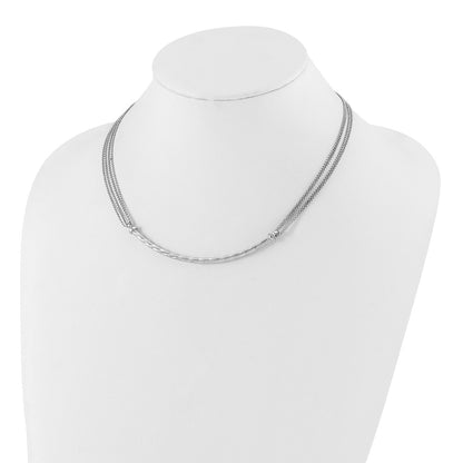 Sterling Silver Polished Multistrand Twisted Bar W/ .5In Ext Necklace