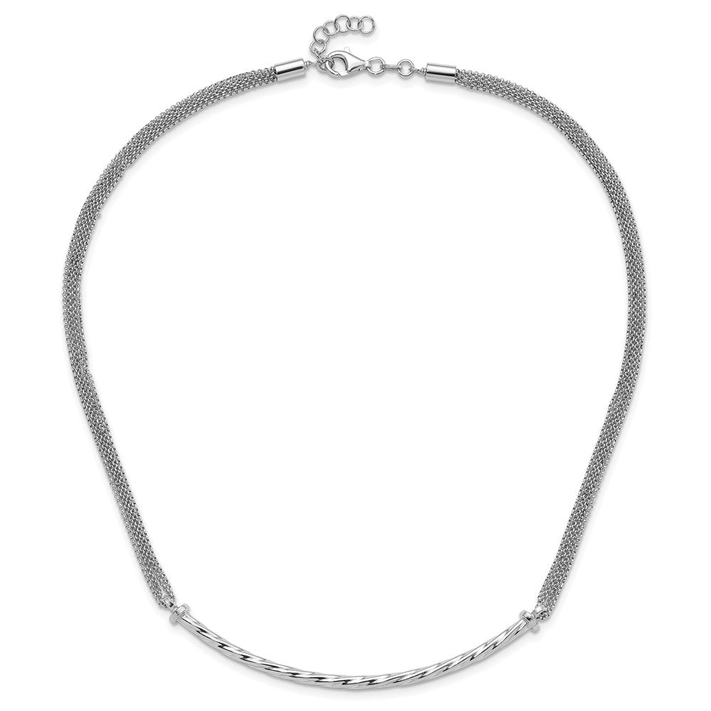 Sterling Silver Polished Multistrand Twisted Bar W/ .5In Ext Necklace