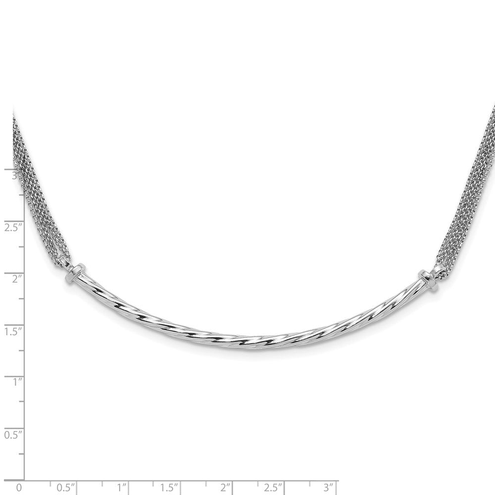 Sterling Silver Polished Multistrand Twisted Bar W/ .5In Ext Necklace