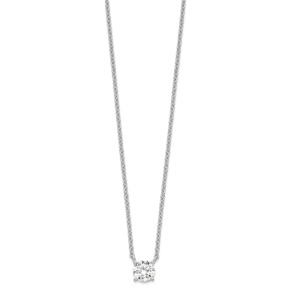 Sterling Silver Rhodium-Plated Cz W/1In Ext. Necklace