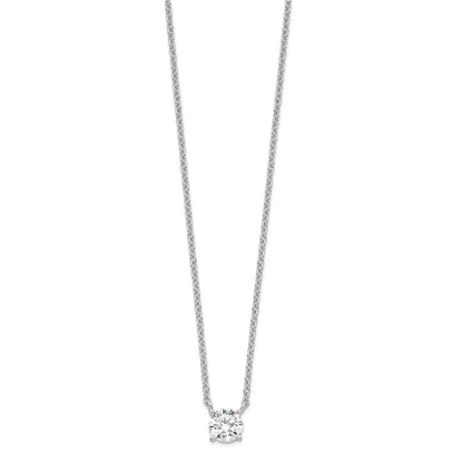 Sterling Silver Rhodium-Plated Cz W/1In Ext. Necklace
