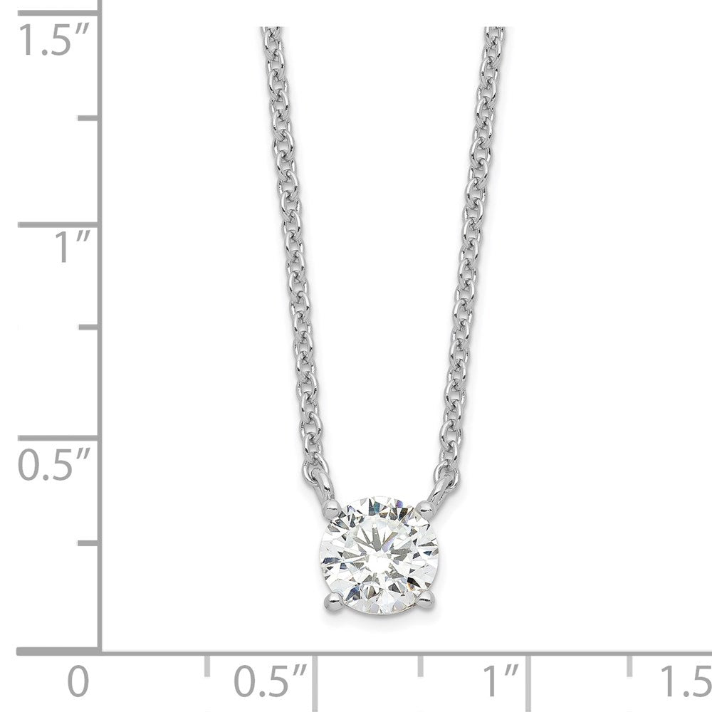 Sterling Silver Rhodium-Plated Cz W/1In Ext. Necklace