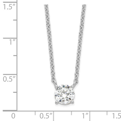 Sterling Silver Rhodium-Plated Cz W/1In Ext. Necklace