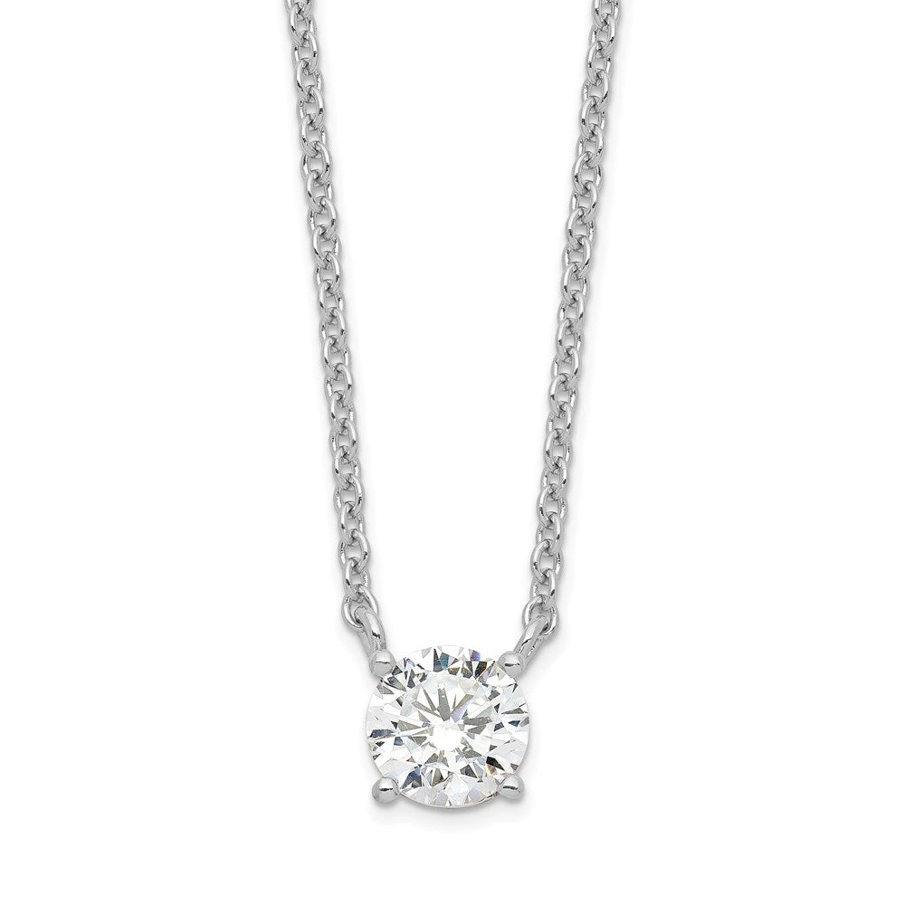 Sterling Silver Rhodium-Plated Cz W/1In Ext. Necklace