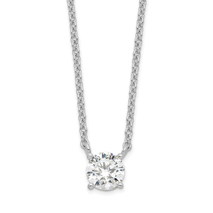 Sterling Silver Rhodium-Plated Cz W/1In Ext. Necklace
