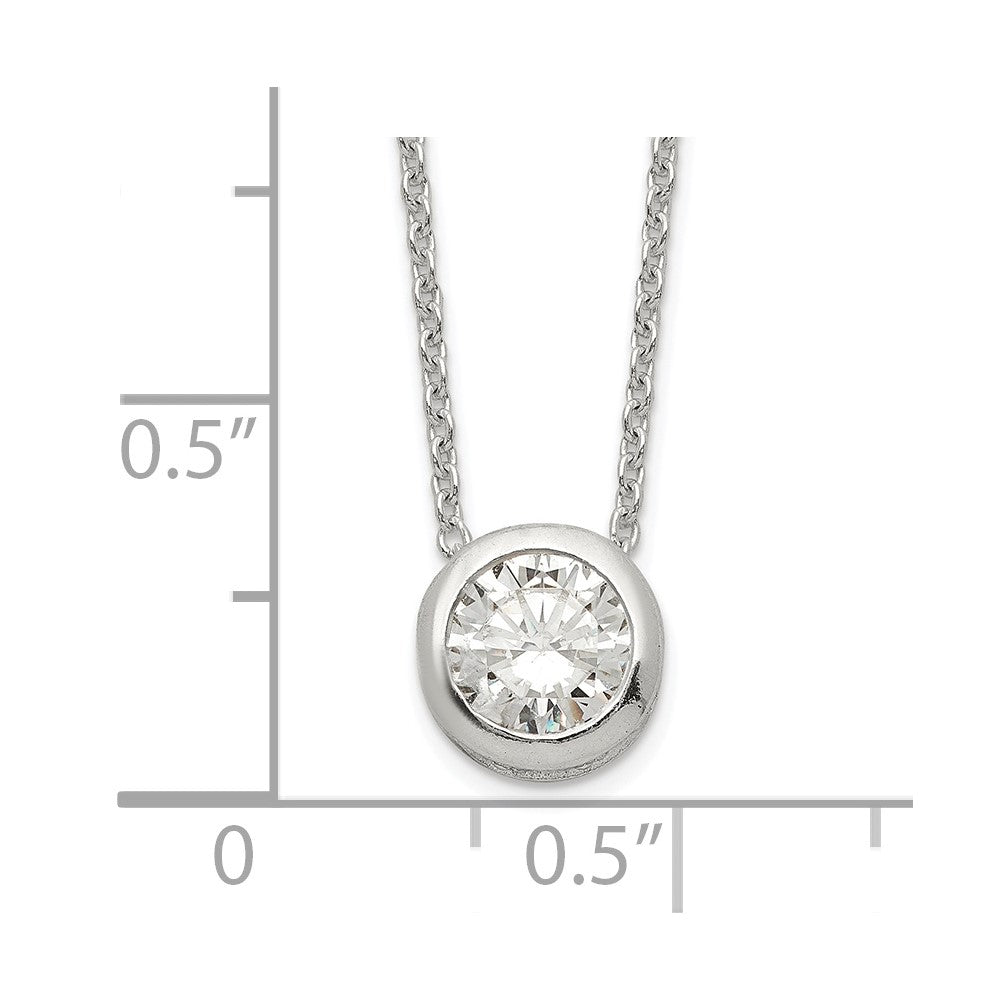 Sterling Silver Polished 9mm Bezel Cz Necklace