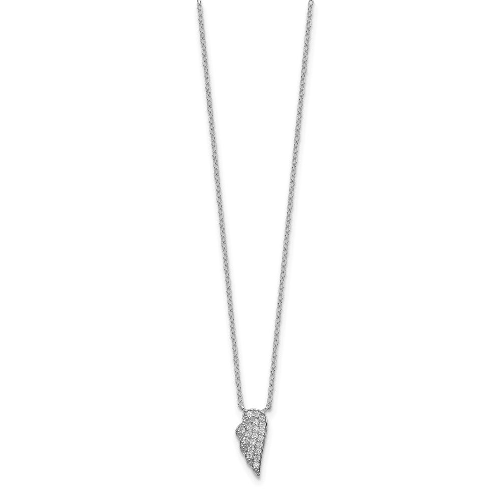 Sterling Silver Rhodium-Plated Cz Wing Necklace