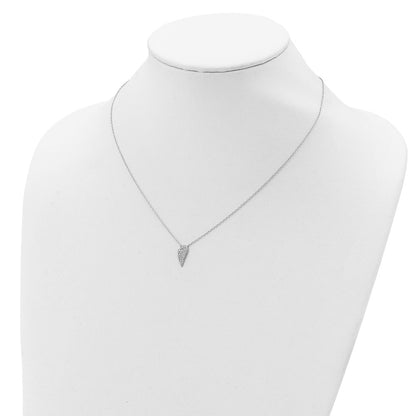 Sterling Silver Rhodium-Plated Cz Wing Necklace