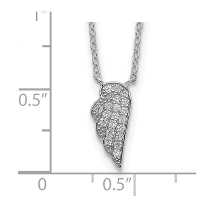 Sterling Silver Rhodium-Plated Cz Wing Necklace