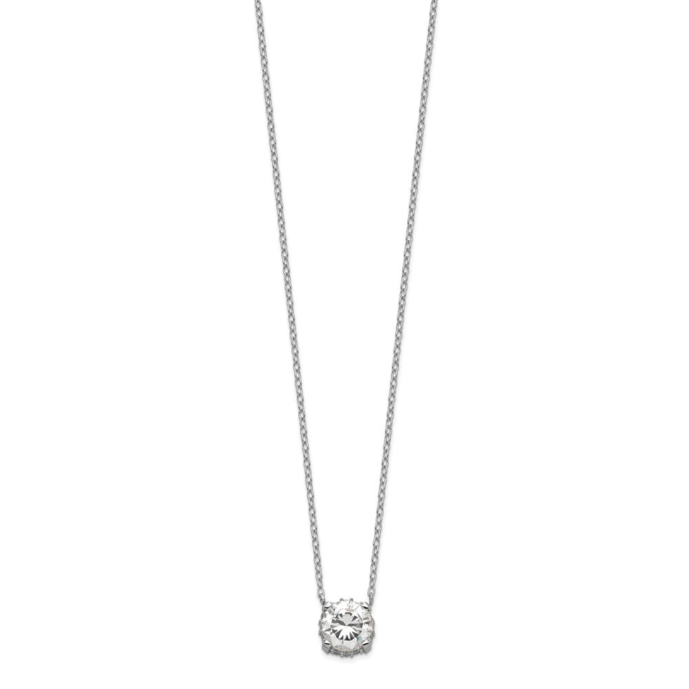 Sterling Silver Rhodium-Plated 7mm Cz Necklace