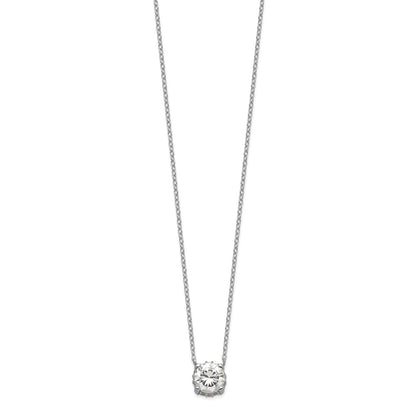 Sterling Silver Rhodium-Plated 7mm Cz Necklace