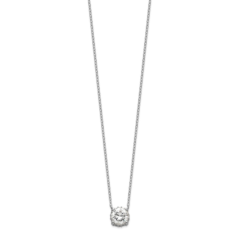 Sterling Silver Rhodium-Plated 7mm Cz Necklace