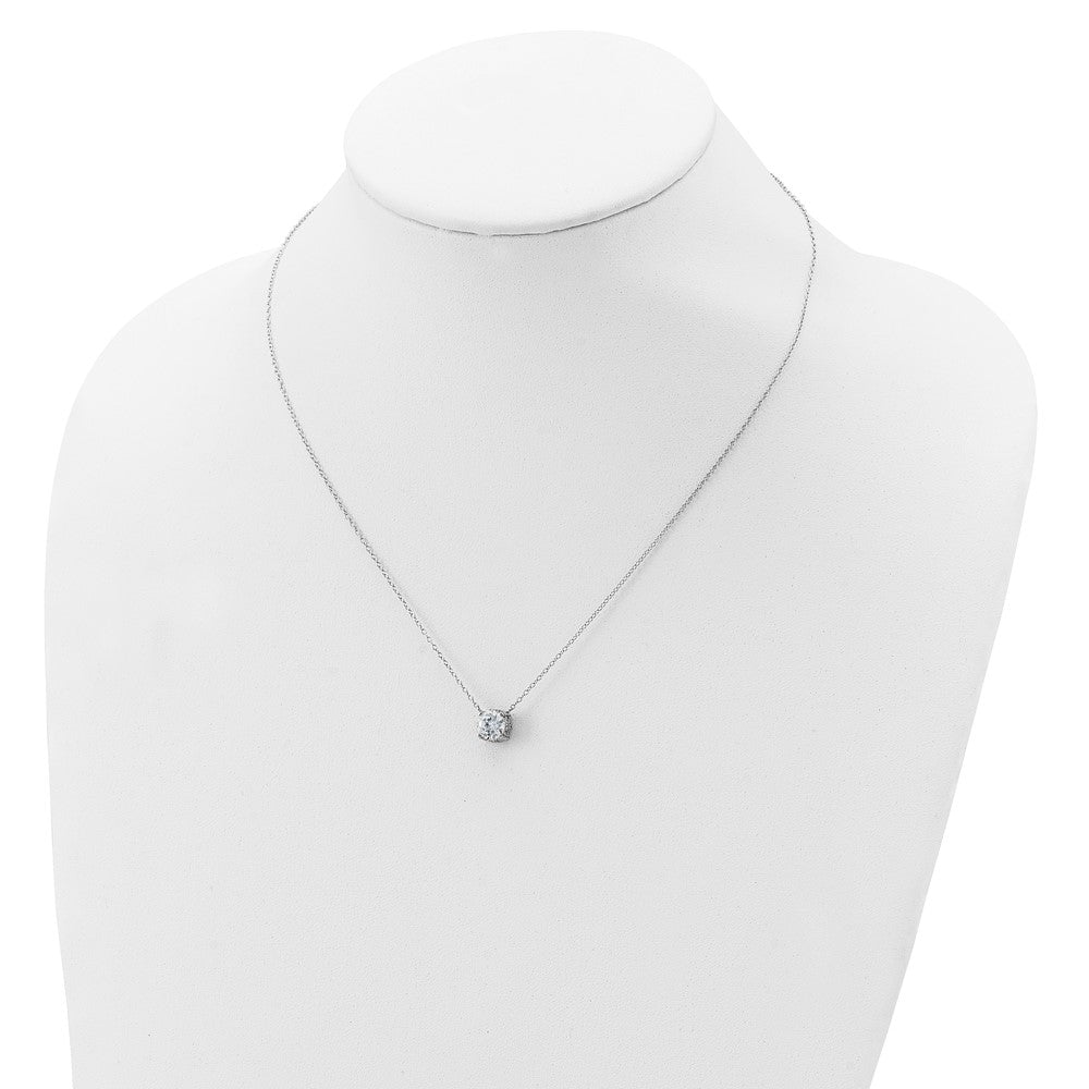 Sterling Silver Rhodium-Plated 7mm Cz Necklace