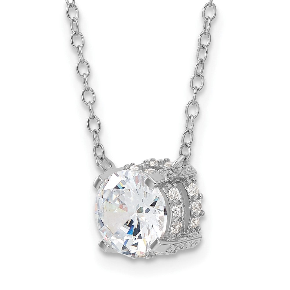 Sterling Silver Rhodium-Plated 7mm Cz Necklace