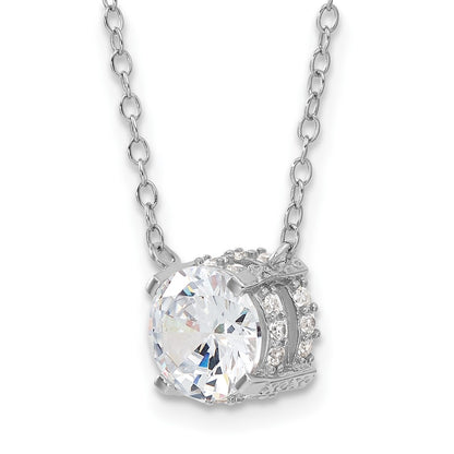 Sterling Silver Rhodium-Plated 7mm Cz Necklace