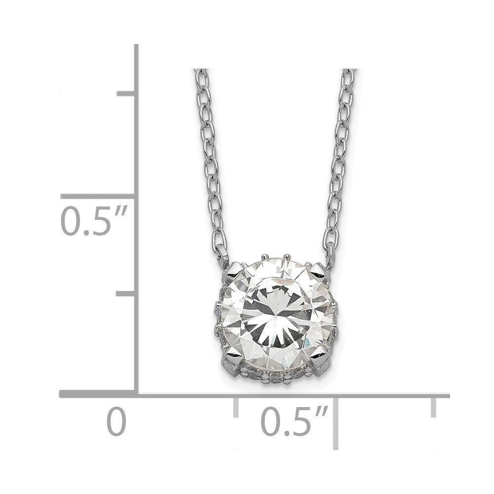 Sterling Silver Rhodium-Plated 7mm Cz Necklace