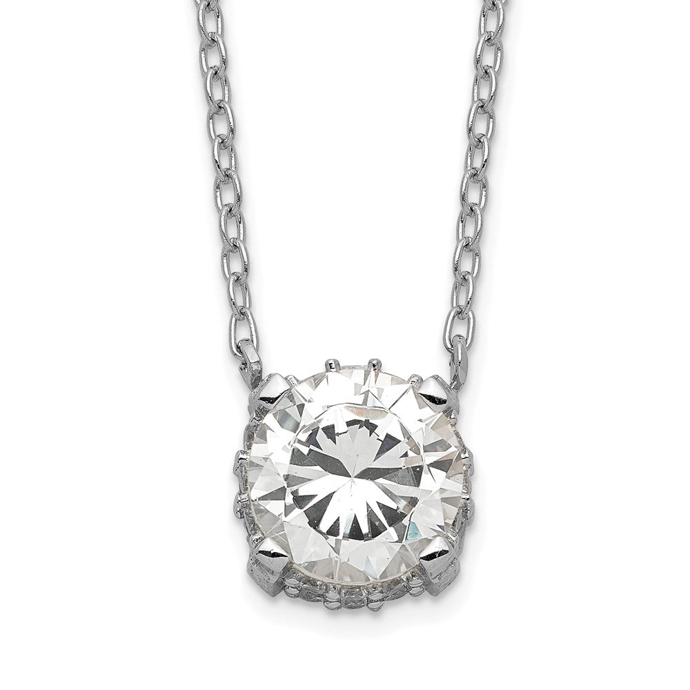 Sterling Silver Rhodium-Plated 7mm Cz Necklace
