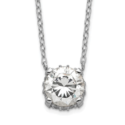 Sterling Silver Rhodium-Plated 7mm Cz Necklace