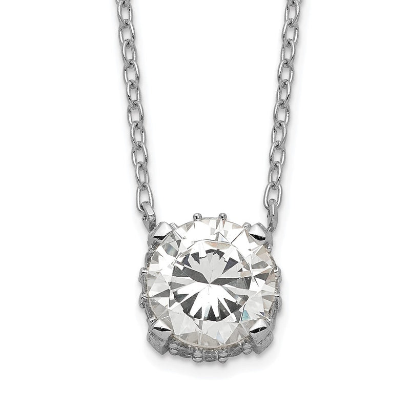 Sterling Silver Rhodium-Plated 7mm Cz Necklace
