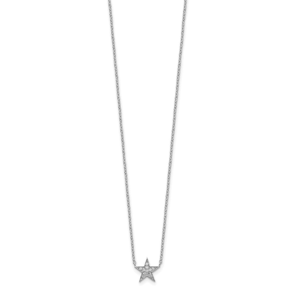 Sterling Silver Rhodium-Plated Cz Star Necklace