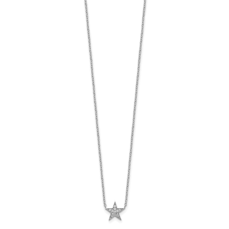 Sterling Silver Rhodium-Plated Cz Star Necklace