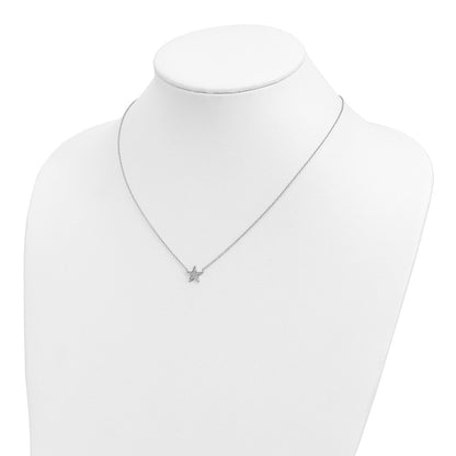 Sterling Silver Rhodium-Plated Cz Star Necklace