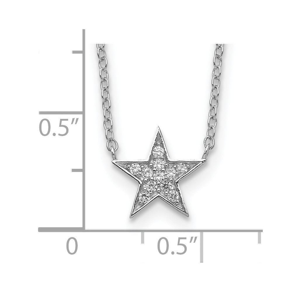 Sterling Silver Rhodium-Plated Cz Star Necklace