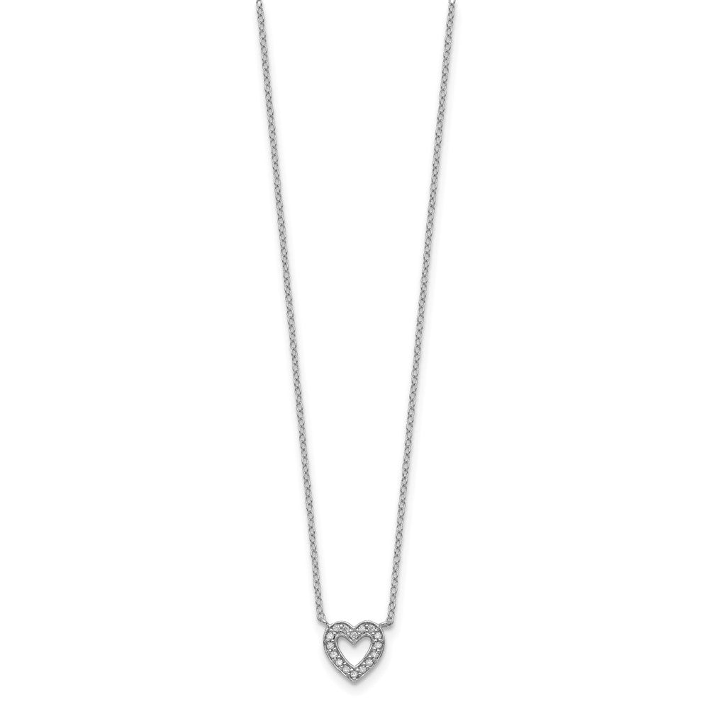 Sterling Silver Rhodium-Plated Cz Open Heart 18 Inch Necklace