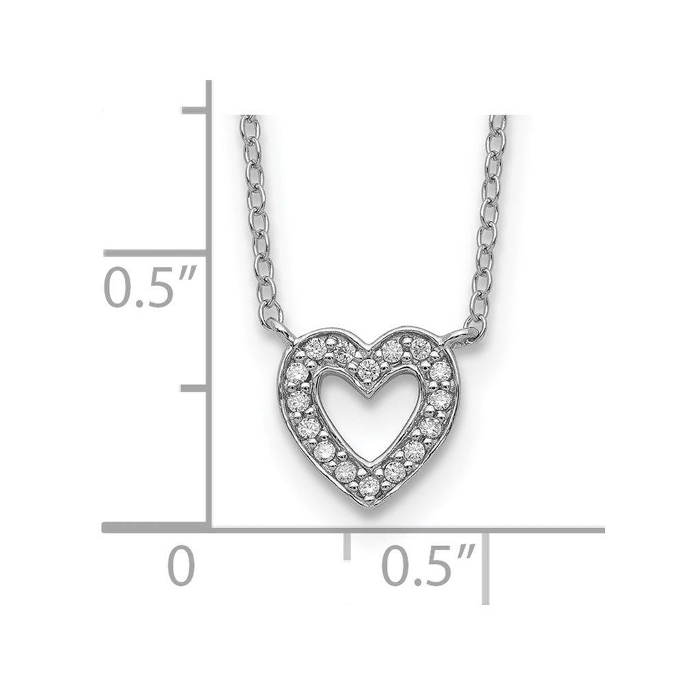 Sterling Silver Rhodium-Plated Cz Open Heart 18 Inch Necklace