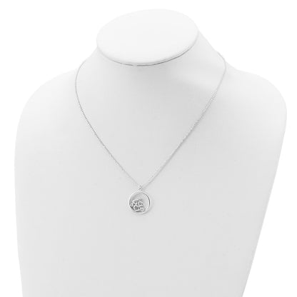 Sterling Silver Polished Cz Heart Necklace