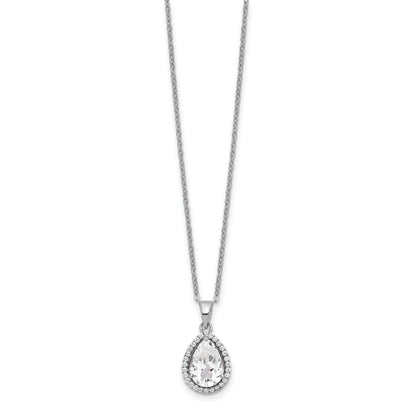 Sterling Silver Rhodium Created White Topaz & Cz Necklace
