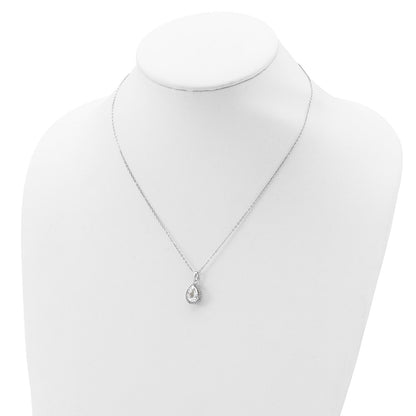 Sterling Silver Rhodium Created White Topaz & Cz Necklace