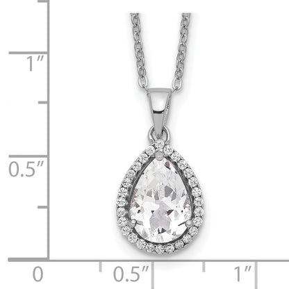 Sterling Silver Rhodium Created White Topaz & Cz Necklace