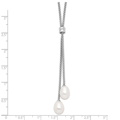 Sterling Silver Rhodium-Plated 7-8mm Fwc Pearl 2 In Ext Drop Necklace
