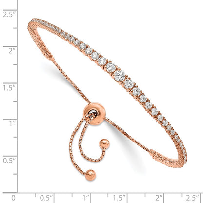 Sterling Silver Shimmer Rose-Tone Flash Rose Gold-Plated 67 Stone Graduated Cz Adjustable 5 Inch Up To 9 Bracelet